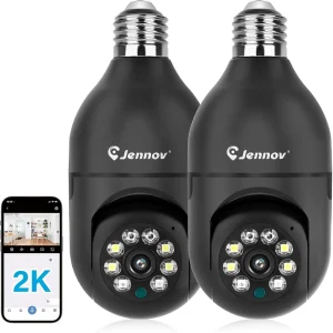 Jennov 2K WiFi Light Bulb Security Camera (2-Pack)